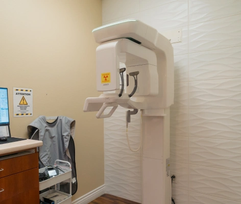 Panoramic dental X-ray machine used to capture full-mouth images